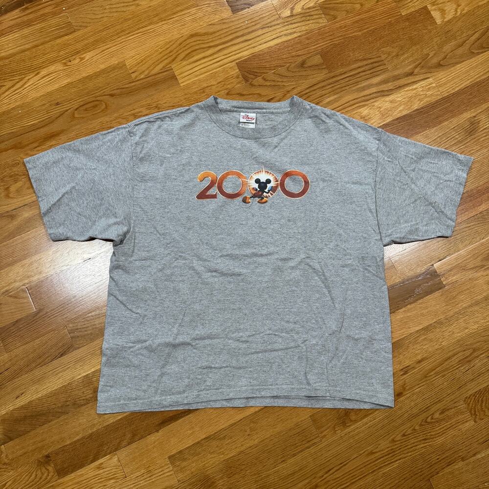 Disney Millennium T-Shirt 2000 Mickey Mouse Unisex XXL Grey Vintage Y2K